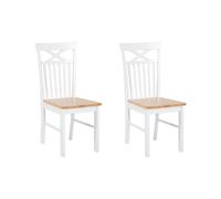 Beliani - Lot de 2 Chaises - Houston - Bois d'Hévéa, Blanc