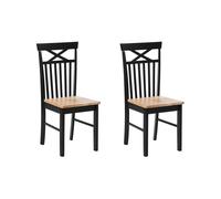 Lot de 2 chaises en bois marron clair et noir HOUSTON