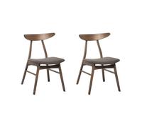 Beliani Lot 2 Chaises en Bois Foncé et Tissu Gris Design Intemporel pour Salle à Manger ou Cuisine Moderne ou Vintage Rétro Confort et Qualité