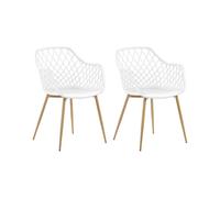 Beliani - Lot de 2 Chaises - Nashua - en Plastique et Métal, Blanc et Bois Clair