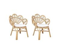 Beliani Lot de 2 Chaises Paon en Rotin Naturel Clair Empilables pour Intérieur et Extérieur Florentine II