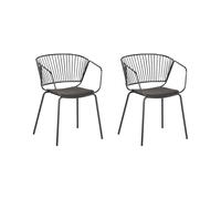 Beliani Lot de 2 Chaises Design en Métal Noir avec Assises en Cuir PU pour Salle à Manger Salon ou Cuisine Minimaliste et Glamour