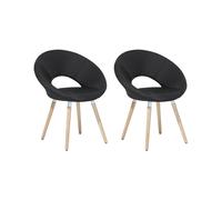 Beliani - Lot de 2 Chaises - Roslyn - Bois de Hêtre et Tissu, Noir