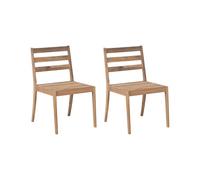 Beliani Lot de 2 Chaises Rustiques en Bois d'Acacia Certifié pour l'Extérieur Marron Clair Chioggia