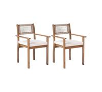 Beliani Lot de 2 Chaises Rustiques en Bois d'Acacia Certifié pour l'Extérieur Marron Clair Sumirago