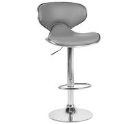 Beliani Lot de 2 Chaises Tabourets de Bar en Cuir PU Gris et Métal Brillant Pivotantes et Réglables pour Cuisine ou Salle à Manger Ultra Moderne
