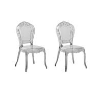Beliani Set 2 Chaises Noires Transparentes en Plastique Design Rétro et Glamour Tendance pour Salle à Manger et Intérieurs Traditionnels ou Vintage