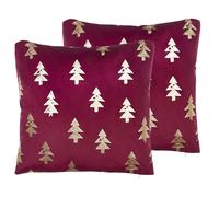 Beliani - Lot de 2 Coussins avec Motifs de Sapin - Cupid - 45 x 45 cm; en Velour