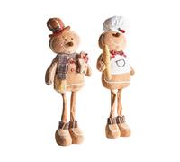 Beliani Lot de 2 Décorations de Noël en Tissu en Forme de Bonhomme en Pain d'Épices sur Pied Marron Eikeren