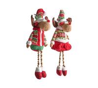 Beliani Lot de 2 Décorations de Noël en Tissu en Forme de Renne Pattes Pendantes Multicolore Geitsjoen