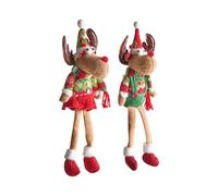 Beliani Lot de 2 Décorations de Noël en Tissu en Forme de Renne Pattes Pendantes Multicolore Vatndalsvatnet
