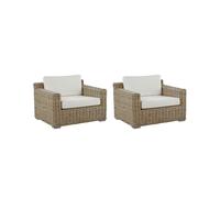 Beliani - Lot de 2 Fauteuils de Jardin - Ardea - en Rotin, Marron Clair, Coussin