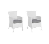 Lot de 2 Fauteuils de Jardin en Polyrotin Blanc Coussins Gris Style Moderne Ital