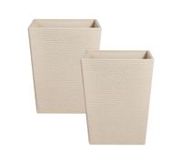 Beliani Lot de 2 Jardinières d'Extérieur en Matière Synthétique Effet Nervuré Décoration Pot de Fleurs Terrasse Beige Cyrodalis
