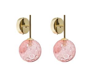 Beliani Lot de 2 Lampes Murales Modernes Glam Abat-jour en Verre Rose et Métal Doré Anadyr