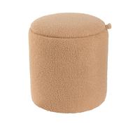 Beliani Lot de 2 Poufs avec Rangement Repose-Pieds Ronds Bouclé Rembourré Marron Clair Berea
