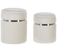 Beliani Lot de 2 Poufs Glamour et Elégant avec Rangement 44/38cm Blanc Casse Camdenton