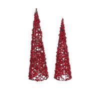 Beliani Lot de 2 Sapins de Noël Décoratifs en Fil Métallique Accessoire Figurine Rouge Takern