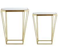 Beliani Lot de 2 Tables Basses Bouts de Canapés Design en Métal Doré avec Plateaux en Miroir Parfaits pour Un Salon au Style Glamour Tendance