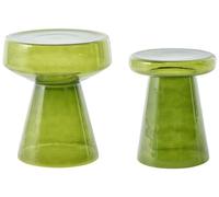 Beliani Lot de 2 Tables Basses d'Appoint Modernes Design en Verre Transparent Forme Ovale Vertes Laguna/Caldera
