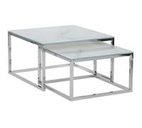 Beliani - Lot de 2 tables basses imitation marbre blanc BREA