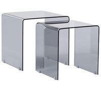 Beliani Lot de 2 Tables d'Appoint Moderne et Minimaliste en Verre Rectangulaire Transparent Noir Kendall
