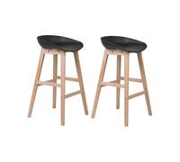 Beliani - Lot de 2 Tabourets - Bois avec Assise en Plastique, Noir