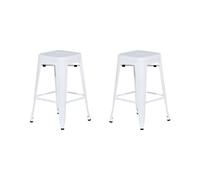Beliani Lot 2 Chaises Tabourets de Bar Industriels en Acier Blanc 60 cm Empilables et Confortables pour Cuisine ou Salle à Manger au Design Moderne