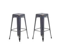 Beliani - Lot de 2 Tabourets - Cabrillo - 76 cm, Acier, Noir Doré
