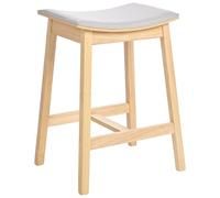 Beliani Lot de 2 Tabourets de Bar Assise Tapissée Bois Clair et Gris Dixon