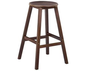Beliani Lot de 2 Tabourets de Bar Classique en Bois de Bambou Cuisine Salle à Manger Marron Foncé Ancelle