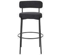 Beliani Lot de 2 Tabourets de Bar Pieds en Acier Dossier sans Accoudoirs en Tissu Bouclé Noir Allison