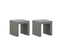 Beliani - Lot de 2 Tabourets de Jardin - Taranto - en Fibre-ciment, Gris