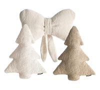 Beliani Lot de 3 Coussins Décoratifs en Bouclé Motif de Noël Accessoires Beige Clair Winterland