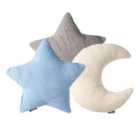 Beliani Lot de 3 Coussins Décoratifs en Velours Côtelé pour Enfant 35 x 30 cm et 35 x 35 cm Forme Étoile Demi-Lune Multicolore Luna