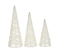 Beliani Lot de 3 Sapins de Noël Décoratifs en Fil Métallique Accessoire Figurine Blanc Rosan