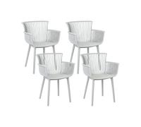Beliani Lot de 4 Chaises à Manger en Plastique avec Accoudoirs Gris Clair Pesaro