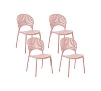 Beliani Lot de 4 Chaises à Manger en Plastique Empilables Polyvalentes Rose Ostia