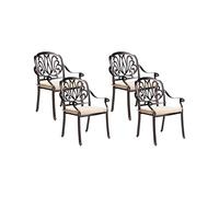 Beliani Lot de 4 Chaises de Jardin Aluminium Marron Cuivre Coussins Beiges Ancona