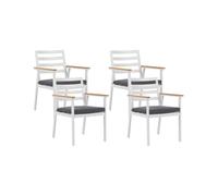 Beliani - Lot de 4 Chaises de Jardin - Cavoli - en Aluminium, Blanc, Coussins Gr