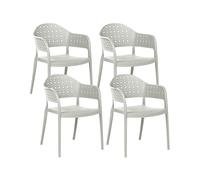 Beliani Lot de 4 Chaises de Jardin Classique en Matière Synthétique Intérieur Extérieur avec Accoudoirs Empilables Vert Clair Narino