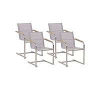 Beliani - Lot de 4 Chaises de Jardin - Cosoleto - en Acier Inox et Textile, Beig