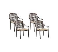 Beliani Lot de 4 Chaises de Jardin en Aluminium Marron Cuivré Coussins Beiges Manfria