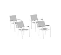 Beliani - Lot de 4 Chaises de Jardin - Pancole - en Aluminium et Textile, Blanc