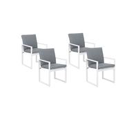 Beliani - Lot de 4 Chaises de Jardin - Pancole - en Aluminium et Textile, Blanc