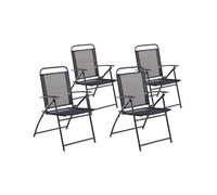 Beliani - Lot de 4 Chaises de Jardin Pliable en Acier et Textile, Noir