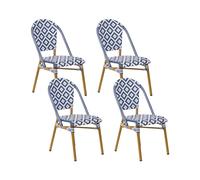 Beliani - Lot de 4 Chaises de Jardin - Rifreddo - En Rotin, Bleu et Blanc