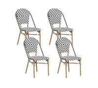 Beliani - Lot de 4 Chaises de Jardin - Rifreddo - En Rotin, Noir et Blanc