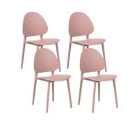 Beliani Lot de 4 Chaises de Salle à Manger Classique Minimaliste en Plastique sans Accoudoirs Intérieur Extérieur Rose Ceara