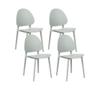 Beliani Lot de 4 Chaises de Salle à Manger Classique Minimaliste en Plastique sans Accoudoirs Intérieur Extérieur Vert Menthe Ceara